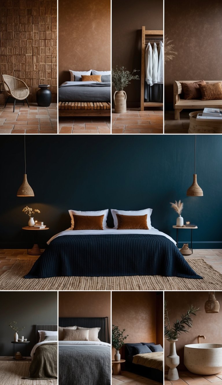 A collection of kiln-fired clay tiles adorning 22 dark, earthy style bedrooms