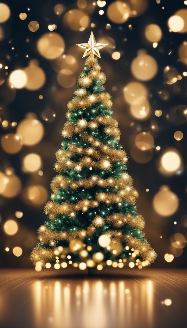 A sparkling Christmas tree surrounded by 30 mobile phone wallpaper designs