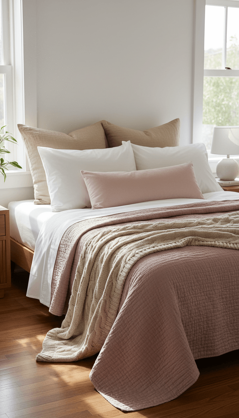 Styling Your Dusty Pink Bed: Textiles and Layers