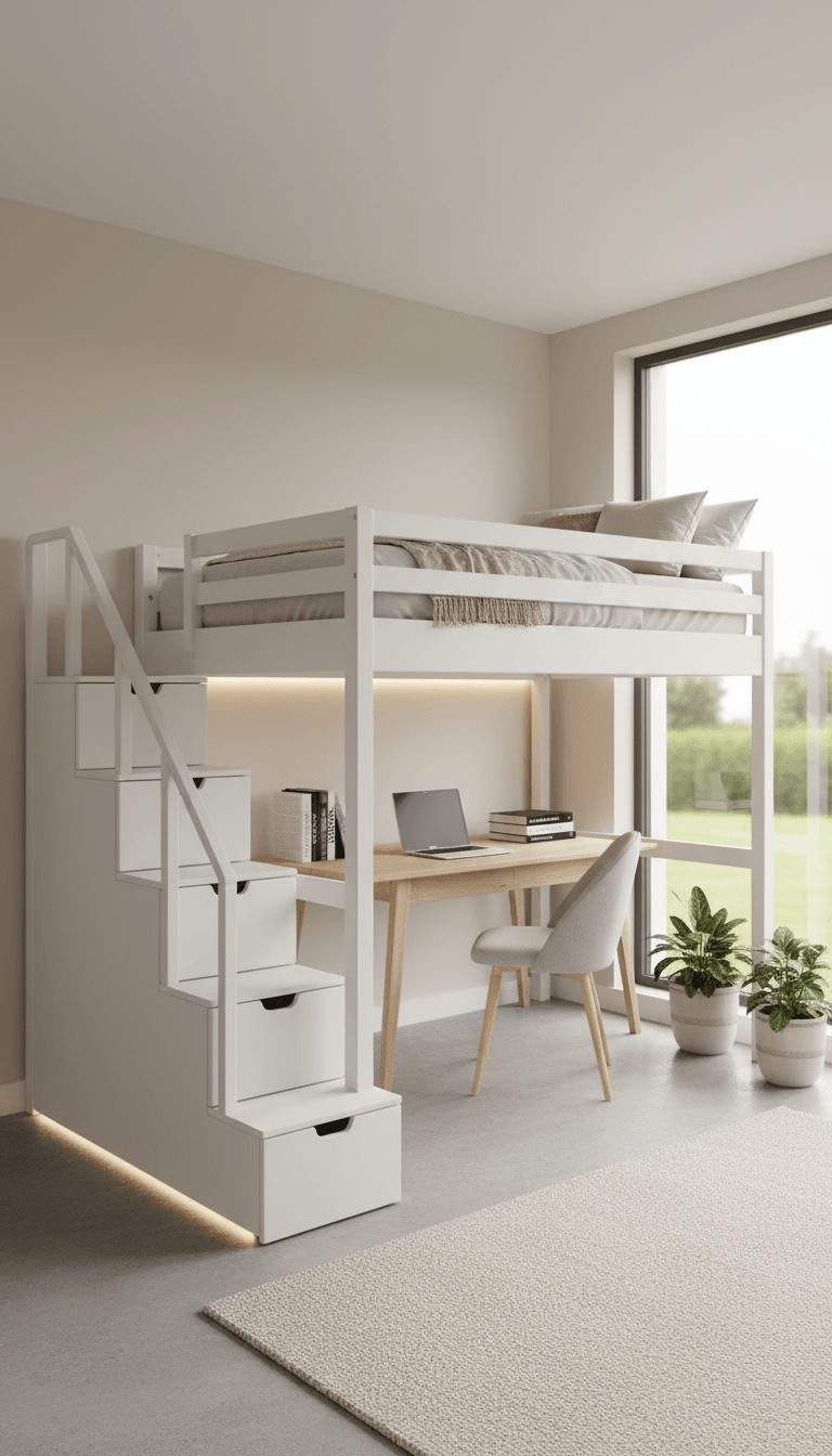 Why a Loft Bed With Desk and Stairs Works So Well