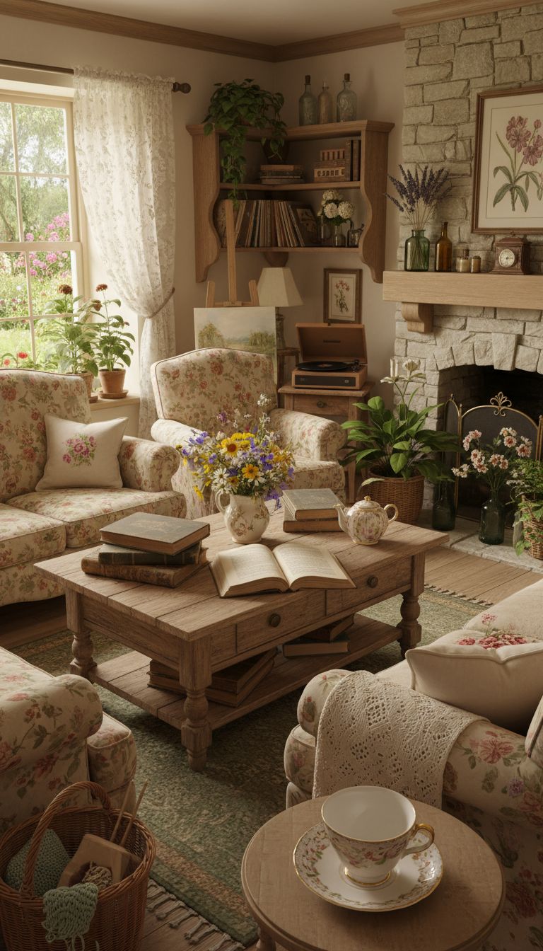 7 Cottage Core Living Room Ideas for a Cozy, Storybook Space