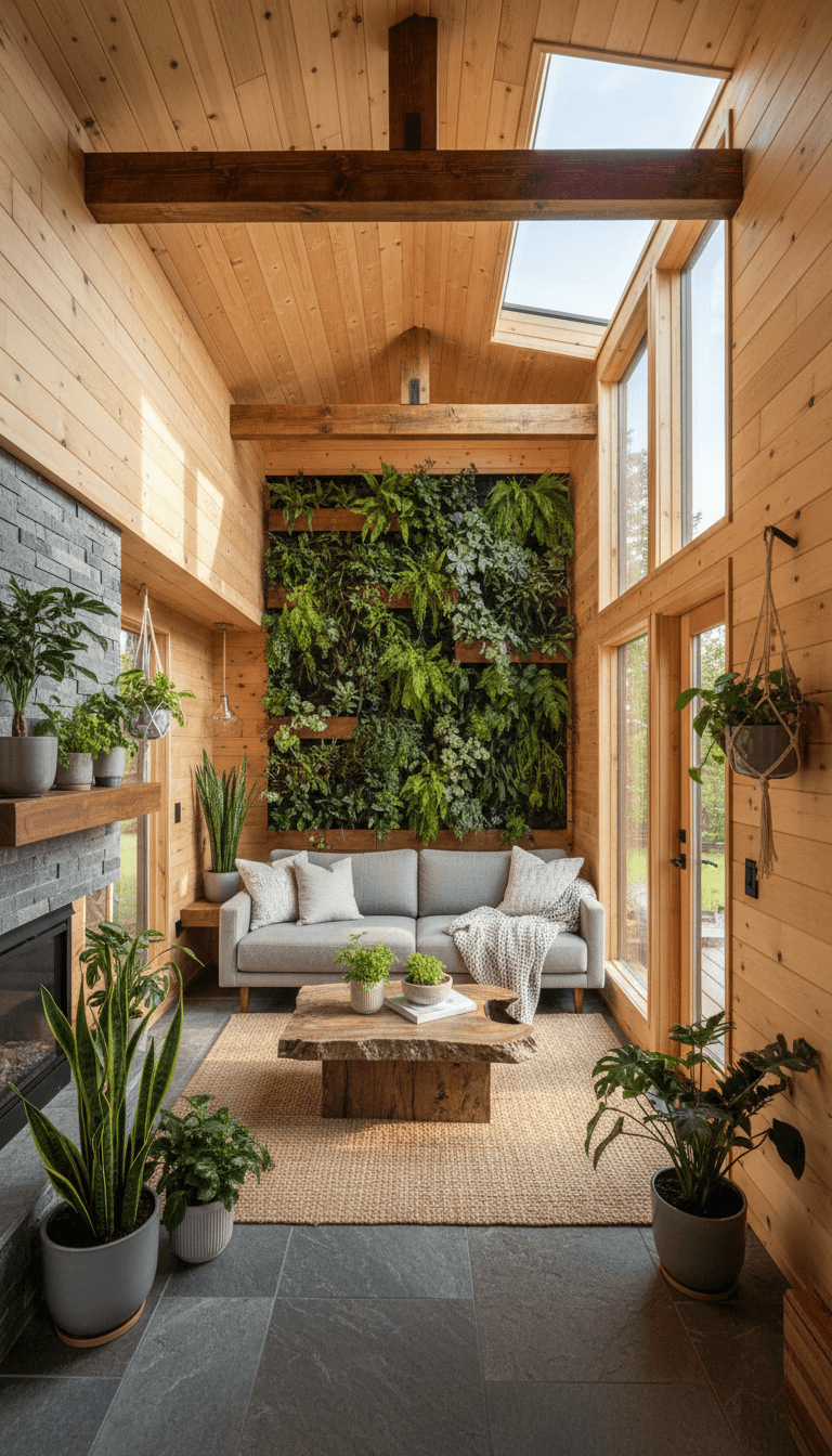 Biophilic Tiny House With Living Walls and Natural Materials
