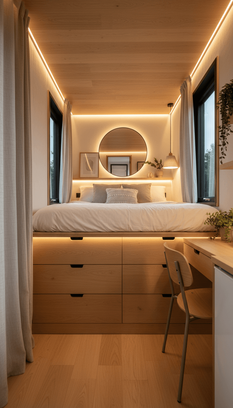 Loft-Free Layout With Elevated Bedroom Platform