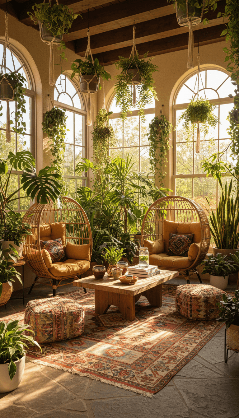 Boho Oasis Sunrooms: Relaxed, Eclectic, and Plant-Filled