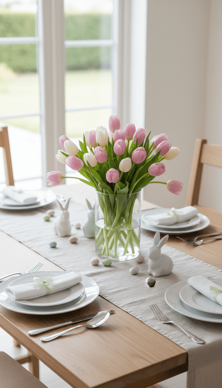 Simple Tulip Bouquet in a Clear Vase