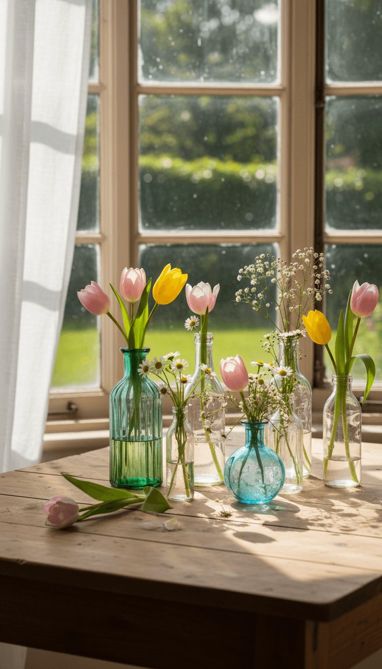 Mismatched Bottles for a Casual Spring Cluster