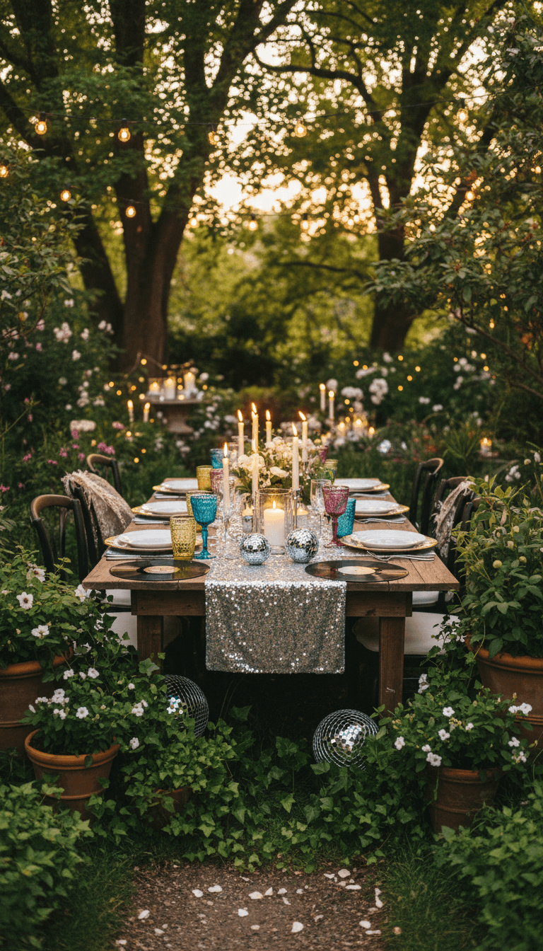 Go All-In on Glittering Disco Table Decor