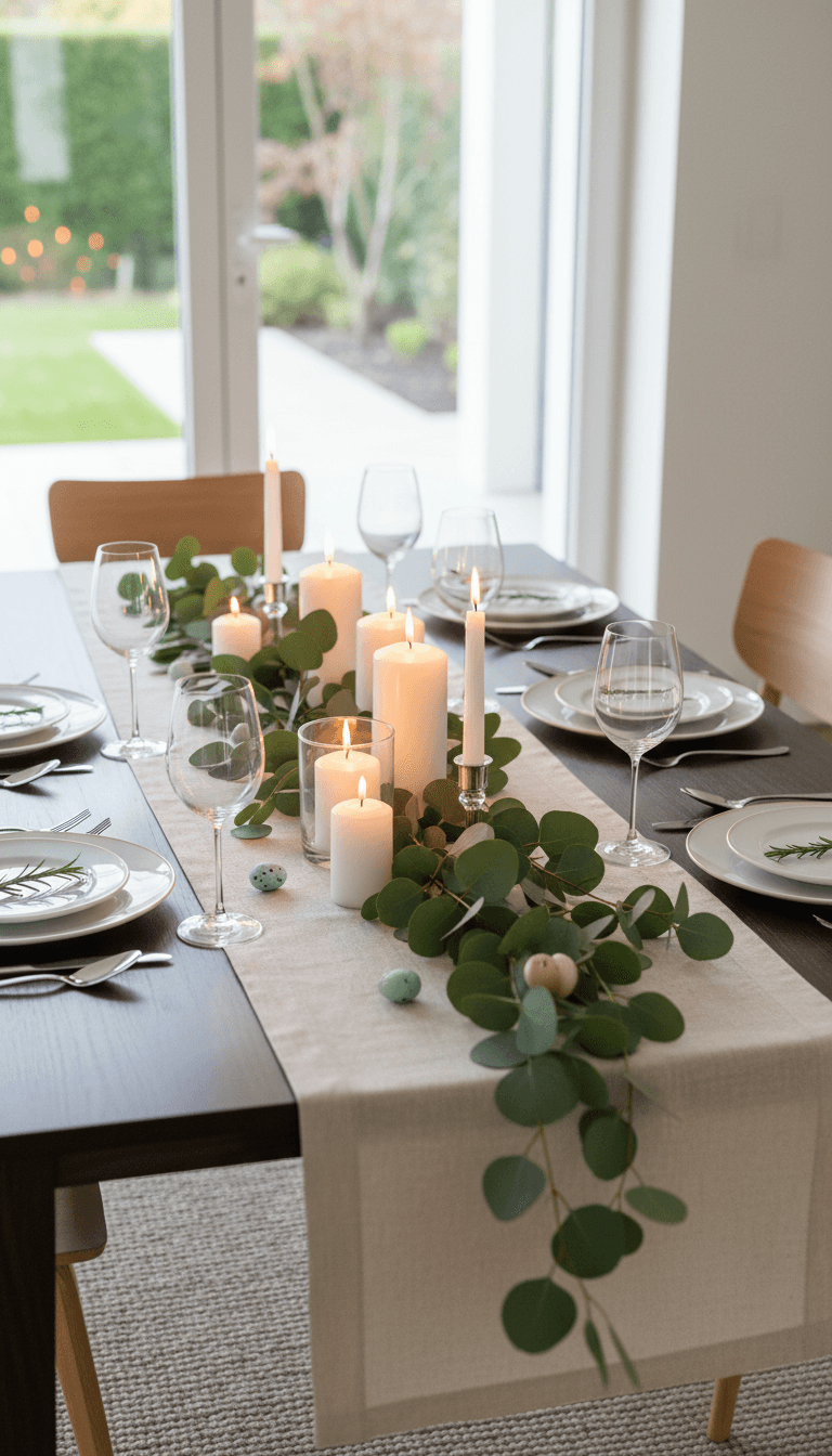 Candles and Greenery Runner