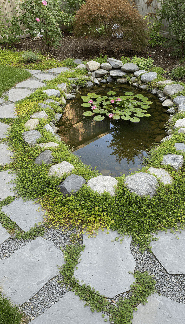 Hidden Corner Ground Pond with Rock Edging