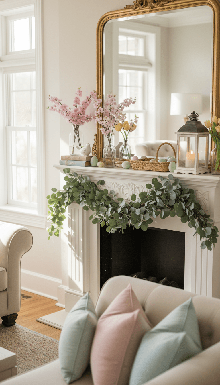 Add a Seasonal Garland or Layered Mantel Drape