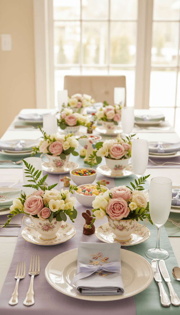 Vintage Teacup Easter Posies