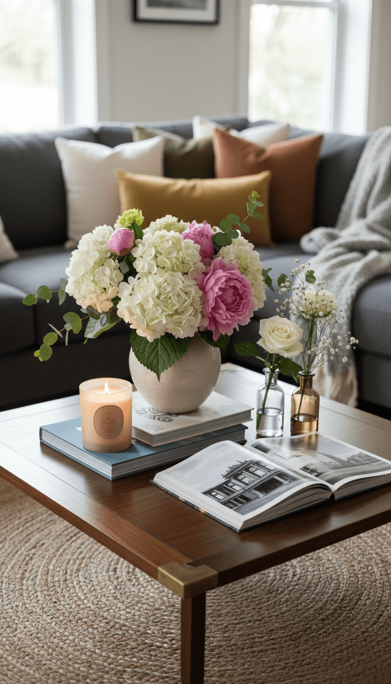 Coffee Table Cluster for a Living Room Focal Point
