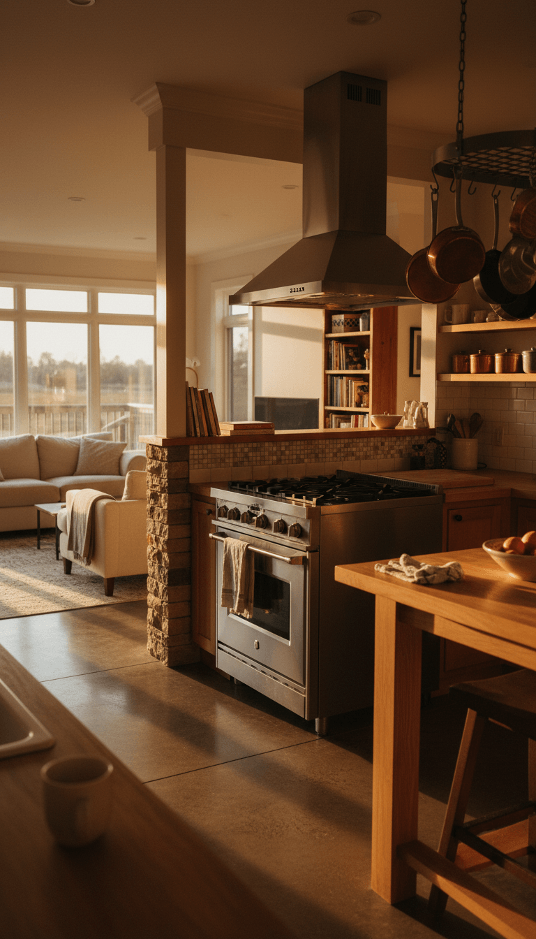 Broken-Plan Kitchen With Partial Walls