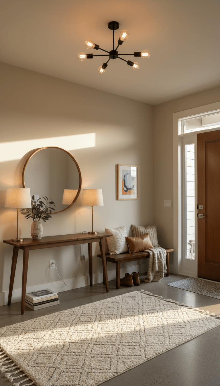 Use Lighting and Mirrors to Brighten the Entry