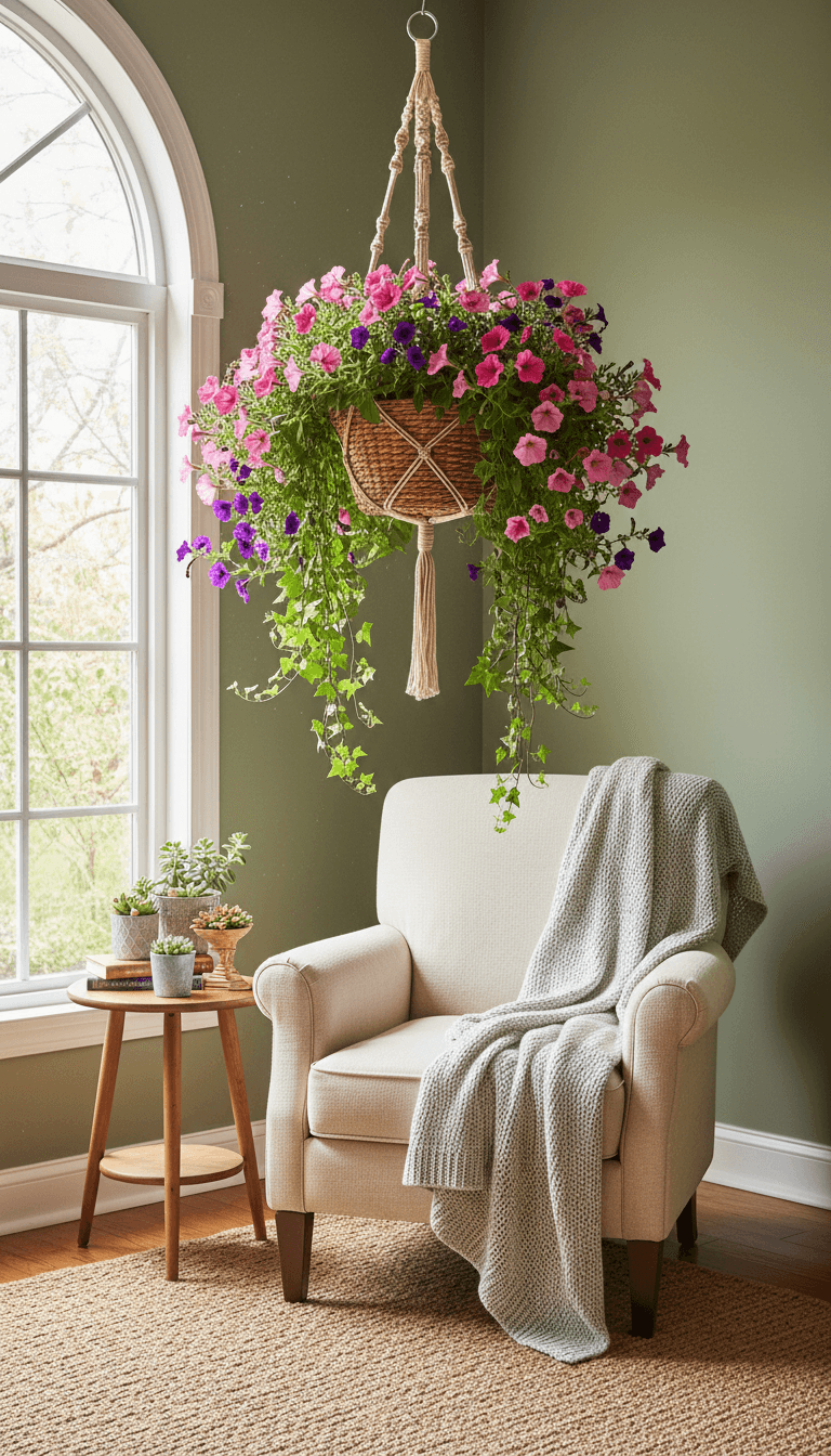 Hanging Basket Blooms in Unexpected Corners