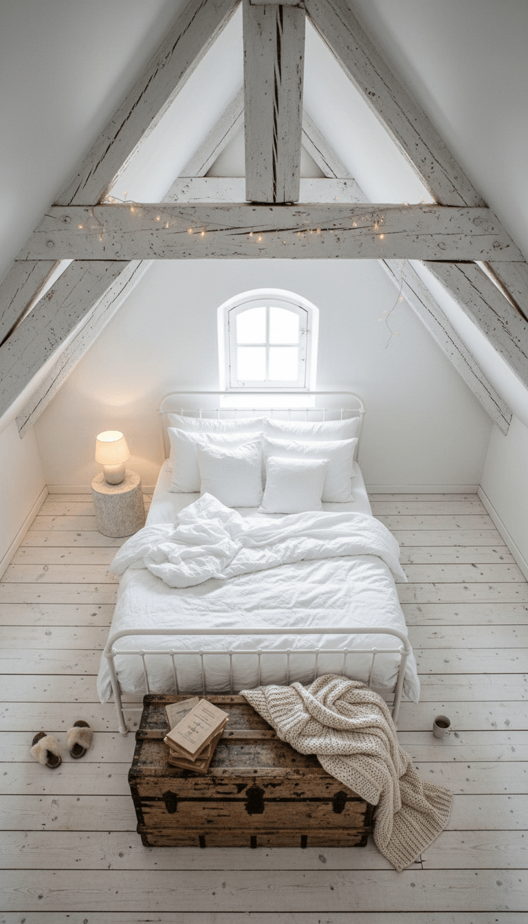 Rustic White Attic Retreat