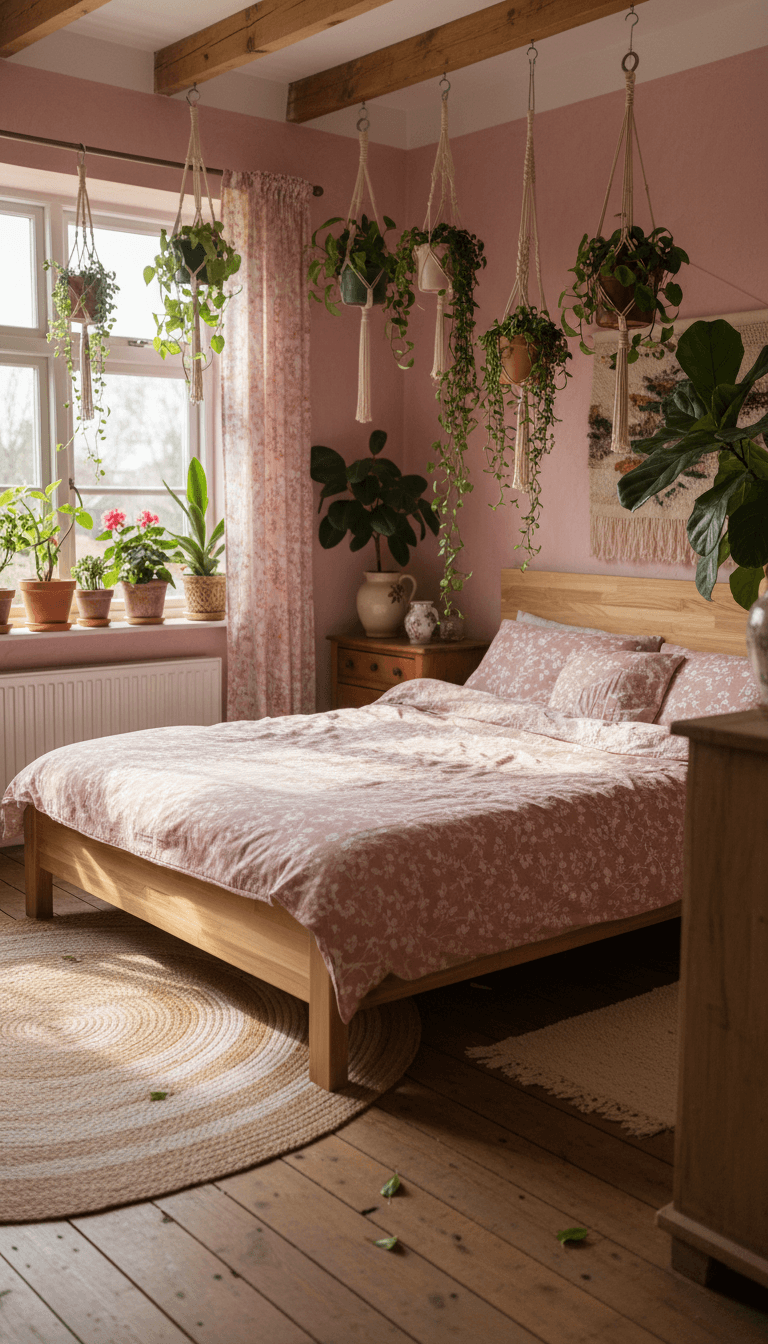 Balance Pink with Earthy Greens and Warm Woods