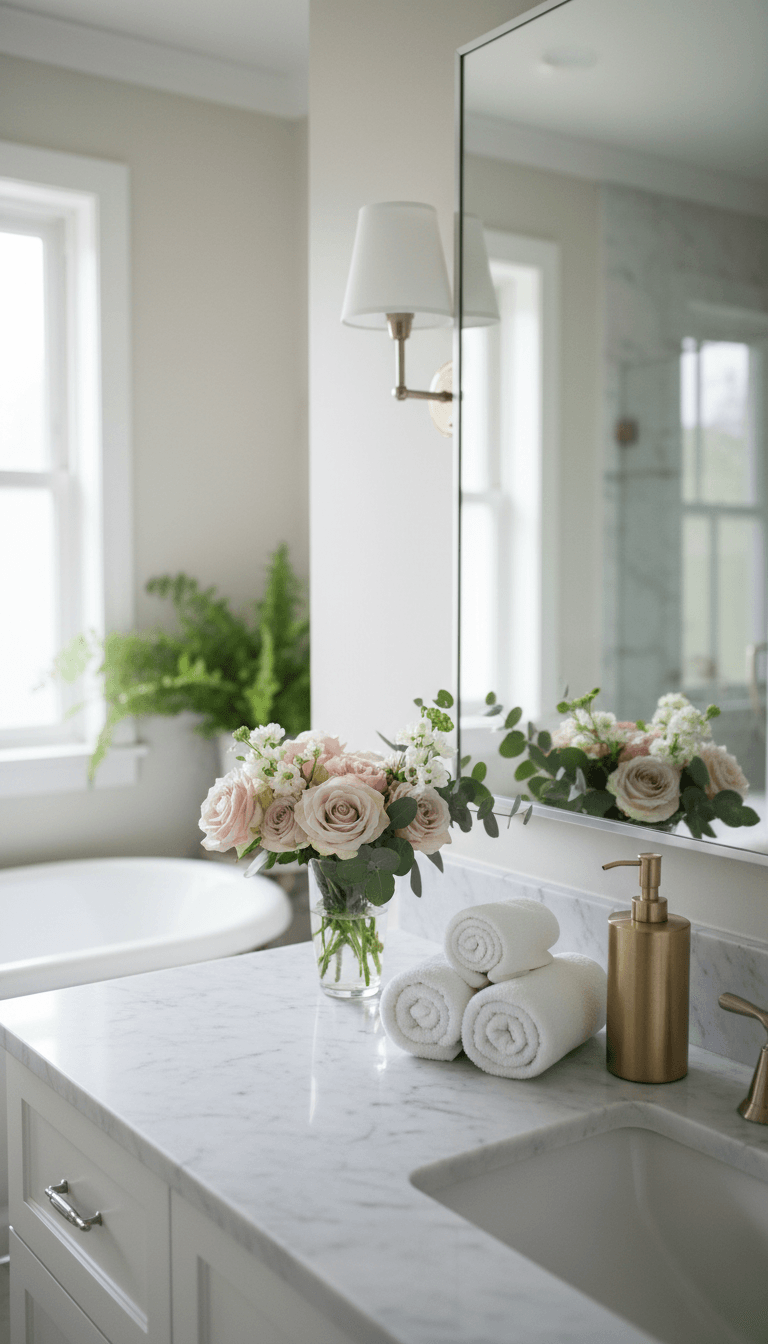 Bathroom Vanity Florals for a Spa-Like Vibe