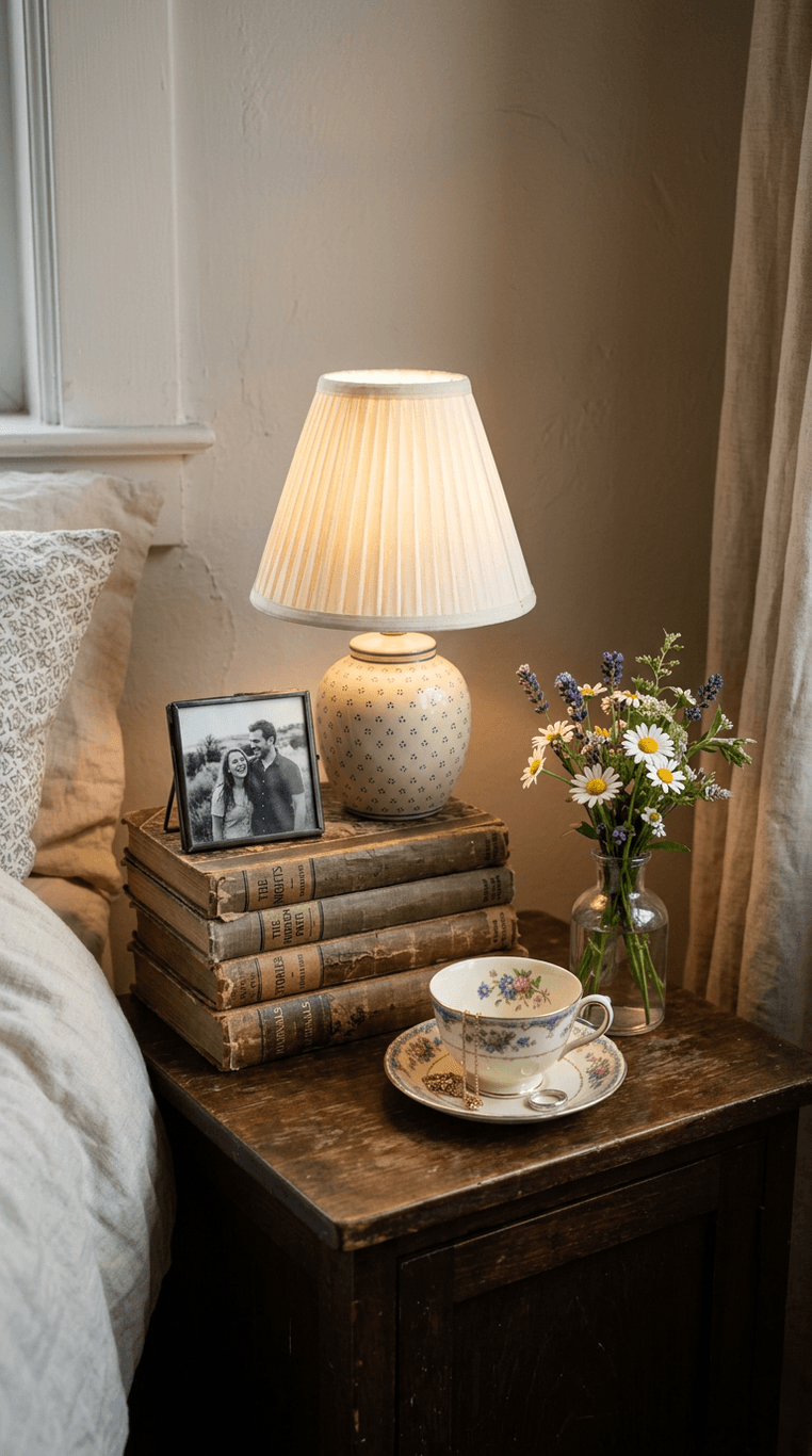 Style Nightstands and Shelves With Meaningful Vintage Decor